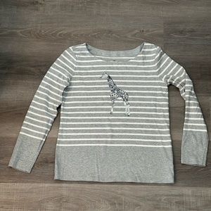 Talbots Grey Striped Giraffe Shirt Size Small